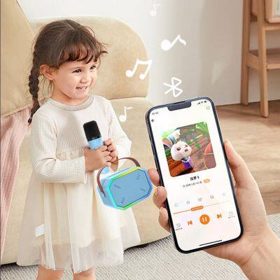 Mini speaker bluetooth small portable badio wireless karaoke microphone party speaker set kit With Double