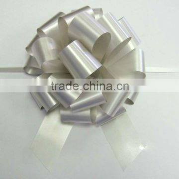 Hot Sale Silver Metallic Ribbon Pull Bow for Wedding Decorations or wrapping gift for girl friend