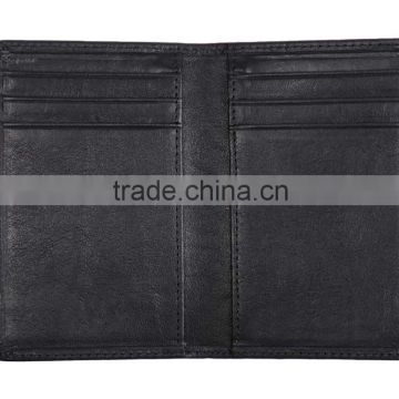 Newest men black genuine leather bifold card wallets Italian vegetable tanned leather purses