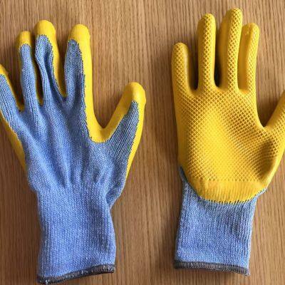 grey cotton thread 10 gauge knitted physical pressed black latex palm coated work gloves