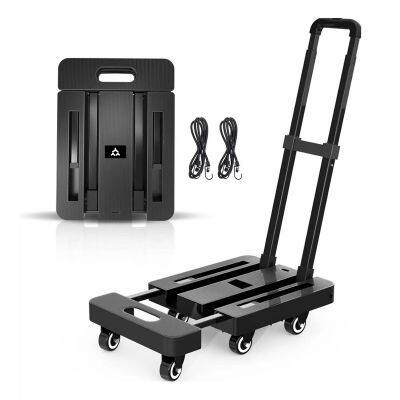 Competitively Priced Black 6-Wheel High Load Capacity Foldable Dolly Hand Trolley For Various Scenarios