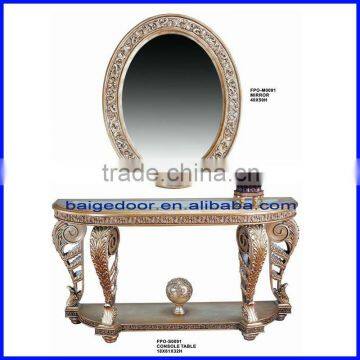 Luxury Wood Carved Resin Console Table and Mirror S-0091