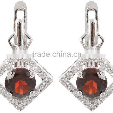 6 mm Round Shape Garnet-CZ Ring Earring Set photo-4