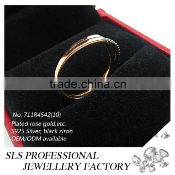 2015 simple design cheap wholesale 925 black CZ silver fashion rings for girl