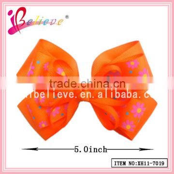 Factory high quality grosgrain ribbon bows wholesale hairgrips for girls