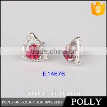 light weight triangle different color Zircon ebay silver earrings