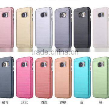 Luxury 2 in 1 TPU+PC Wire Drawing Phone Case With Plating Button for Samsung S7