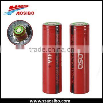 Wholesale Aoso 18650 3100mah 40a rechargeable Li-mn batteries 3.7v for E-cigs VS LG HG2