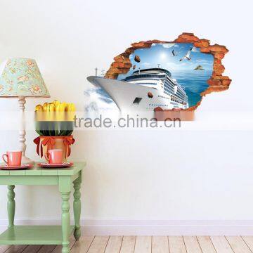 The new creative 3 d break ship put the sitting room the bedroom decorative stickers wholesale custom wall