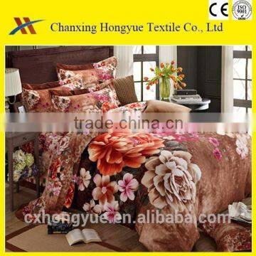 Microfiber polyester brushed fabric printed with big flowers for bedding,curtain,sofa