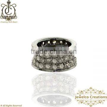 925 Silver Diamond Jewelry Component, Diamond Rondelle Finding, Silver Rondelle, Diamond Jewelry Component Manufacturer