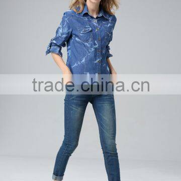 High Quality Garment Factory Wholesale Extra Long Shirt Dress Long Sleeves Wholesale Button Down Maxi Long Denim Dress photo-3