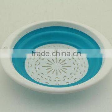 WFZ102238 Silicone Collapsible Colander Vegetables Fruit Drain Basket Kitchen Sink Strainer