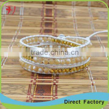 Jewelry gemstone bracelet bangle white jade with leather                        
                                                                                Supplier's Choice