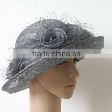 Grey wholesale church hat/party hat/sinamay hat                        
                                                Quality Choice