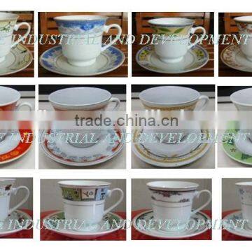 Daily used porcelain cup&saucer with modern printing,ceramic coffee set