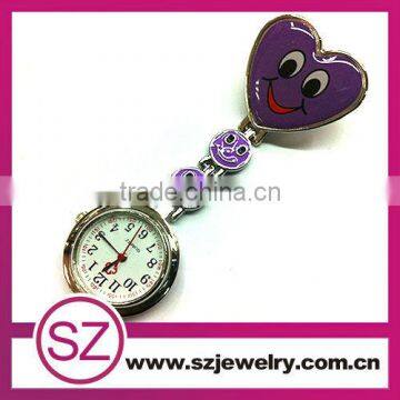 angle smile purple heart shape nurse fob watch for sale