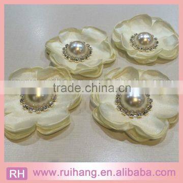 HOT SALE Handmade Various color silk flower with pearl flower in fashion design for invitations