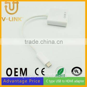 Gray white usb 3.1 type c connector with hdmi converter