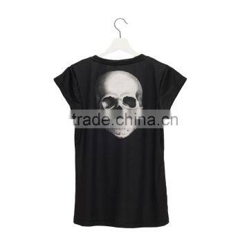 China Supplier Hot Sale Custom 3D Printing Skull Black Branded Woman T-shirt photo-3