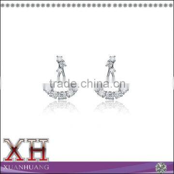 White Rhodium S925 Silver White CZ Anchor Jacket Earrings Wholesale