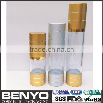 luxury gold 50ml aluminium spray pump plastic frosty bottle