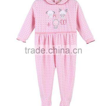 2016 Lovely design long sleeves baby girl winter velour romper