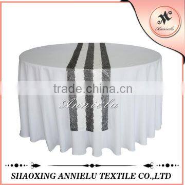 100%Polyester black stripe sequin table runner cheap table runners