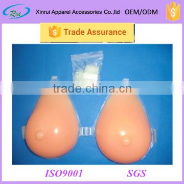 Nude Teardrop Shape Prosthetic Silicone Breast Plate Breast Forms With Nipple And Straps