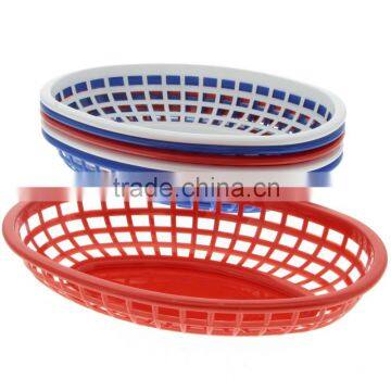 12 Patriotic Deli Serving Baskets Foodservice Fast Food Basket Oval Plastic Truck Food Reusable Service Dinner Ware Restaurant