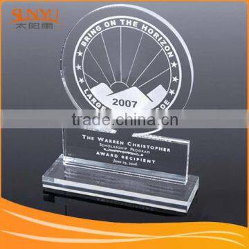 Hot sale Round Acrylic award with base, acrylic trophy stands