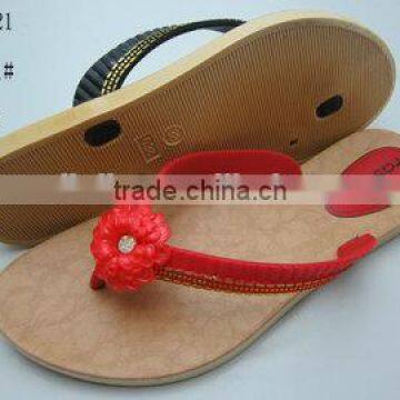 New Style and Fashion PCU Women Slippers for Summer with red flower