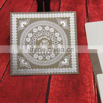 Arabic/Muslim designs cheap price wedding invitation card, Gold stamping paper invitation greeting card