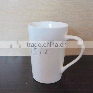 V shape 12oz Ceramic cheap plain white coffee mug