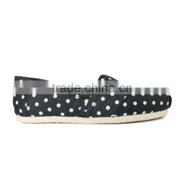 2016 canvas ladies shoes slip on casual shoes Navy Polka Dot Linen pattern