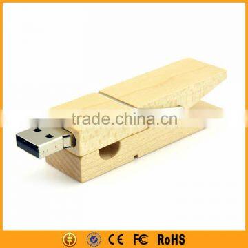 Wooden clothespin shape 1-64gb usb stick