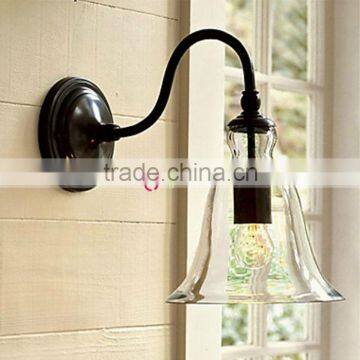 110-130V Retro Upside-down Wine Glass Style LED Wall Light With Lampshade