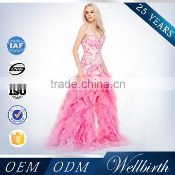 2015 Korean Style Free Shipping Hot Pink And White Wedding Dress