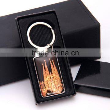 Hot sale custom design city crystal glass keychain wholesale