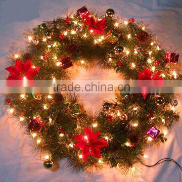 19" Unlit Mountain Spruce Christmas Wreath with LED lights