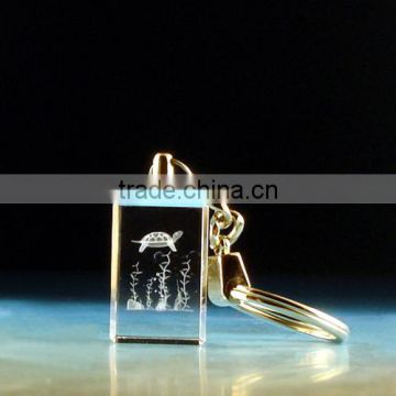 Engraved Rectangular Crystal Keychains