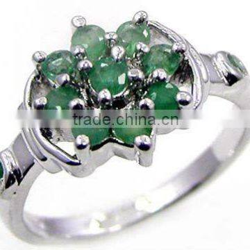 Genuine Gemstone & .925 Sterling Silver Ring Jewelry Emerald Ring Wholesale Silver Jewelry