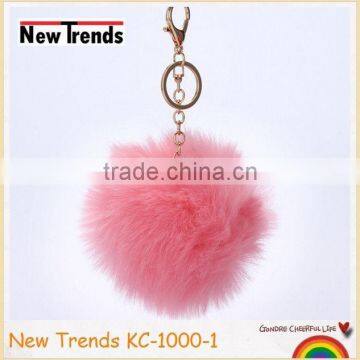 Solid Colors 12 cm Rabbit Fur Ball Key Chain photo-3