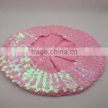 Women's Fashion Sequins Beanie Dance Hat/ladies' Gold Sequined Cap/girl's Knitted Sequin Beret photo-2