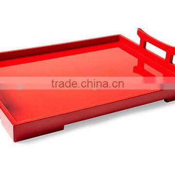 High quality best selling rectangle red lacquer serving tray MDF wood