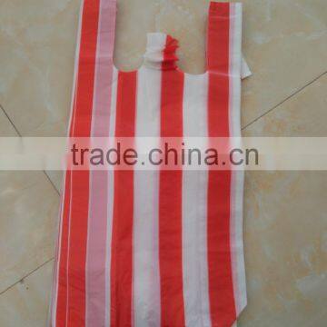 HDPE red+white striped bags thickness 25mic