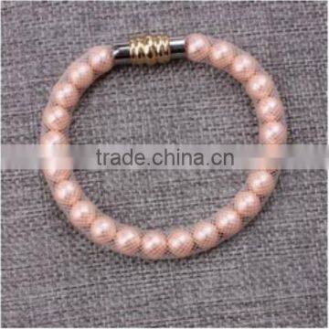 Hot Sale Nylon Mesh Pipe PU Bracelet With Pearl