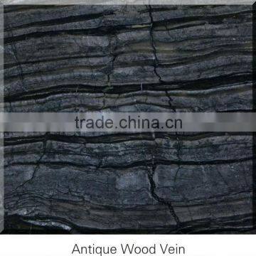 Chinese polished Antique Wood Vein black marble