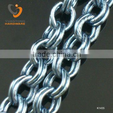 2mm thick double o shape chain smooth ring with curved pattern chain 14*11mm