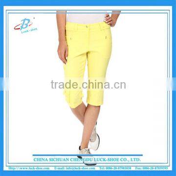 2016 Women's yellow slim fit shorts